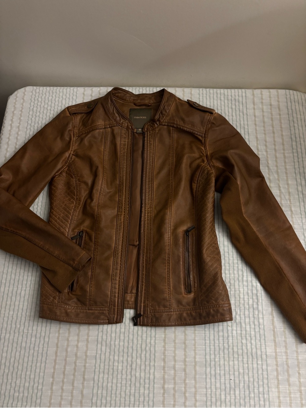 Maurices Warm Brown Leather Moto Jacket